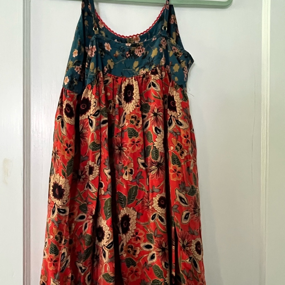 NATURAL LIFE Gigi  Sundress Teal and Red Orange - Picture 2 of 3
